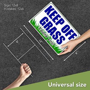 3 PC Keep Off Grass Sign with Stake - 8 x 12 Double Sided Coroplast Do Not Walk on Grass Sign - Keep Dogs Off Lawn - Stay Off Grass Signs for Yard 1