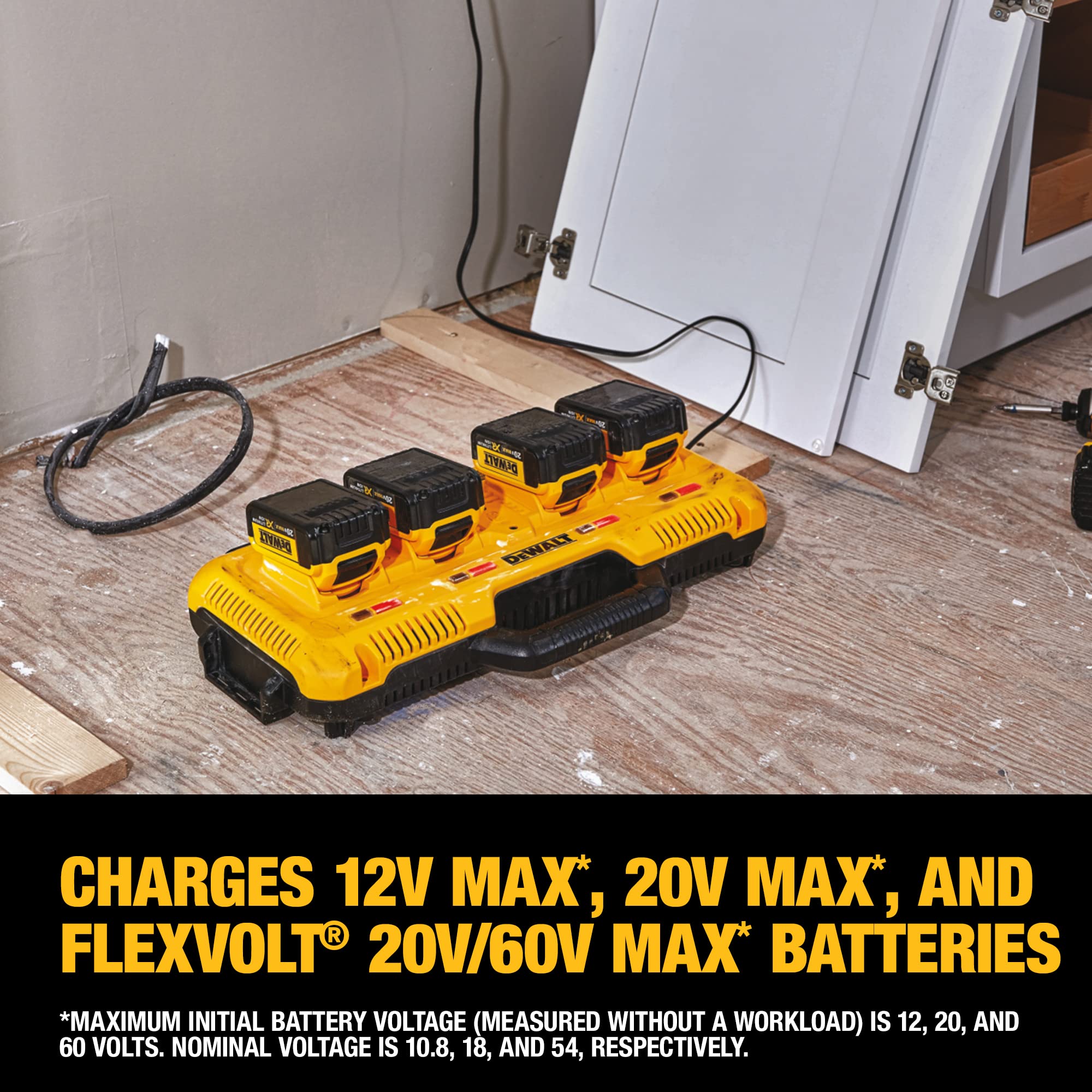 DEWALT 20V MAX Battery Charger, 4-Ports, Simultaneous Charging for 12V and 20V Max Batteries (DCB104)