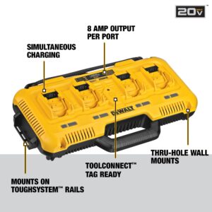 DEWALT 20V MAX Battery Charger, 4-Ports, Simultaneous Charging for 12V and 20V Max Batteries (DCB104)