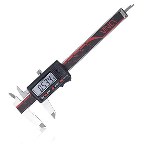 VINCA DCLA-0405 0-4 Inch/100mm Electronic Digital Vernier Micrometer Caliper Inch/Millimeter Stainless Steel Large LCD Screen Measuring Tool