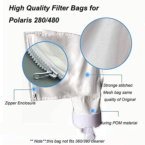 Pool Spa Part Nylon Mesh Pool Cleaner All Purpose Bag Fits Polaris 280, 480 Pool Cleaner Zippered All Purpose K13 K16(2 Pack)