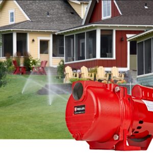 Red Lion RL-SPRK150 115/230 Volt, 1.5 HP, 71 GPM Cast Iron Sprinkler/Irrigation Pump with Thermoplastic Impeller, Red, 97101501