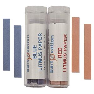 red & blue litmus paper acid/base ph indicator strips combo pack with 200 strips | qualitative no color chart tests