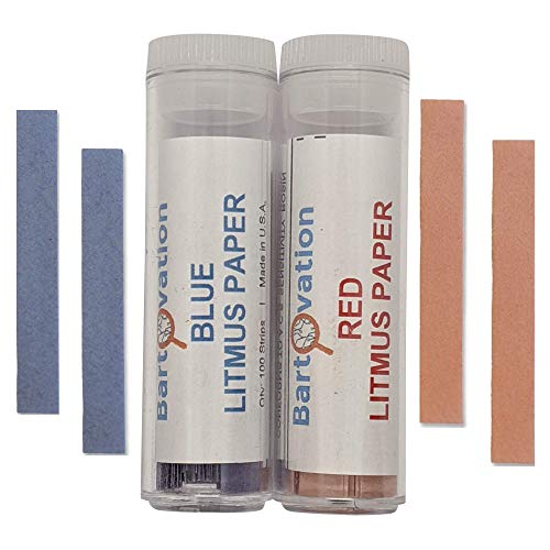 Red & Blue Litmus Paper Acid/Base pH Indicator Strips Combo Pack with 200 Strips | Qualitative No Color Chart Tests