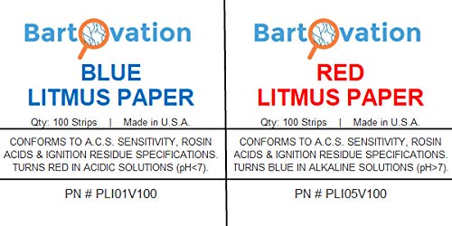 Red & Blue Litmus Paper Acid/Base pH Indicator Strips Combo Pack with 200 Strips | Qualitative No Color Chart Tests