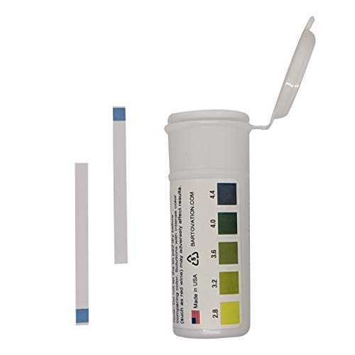 pH Test Strips for Wine Making, Homebrew, Acidity, 2.8 to 4.4 pH [Vial of 100 Plastic Strips]