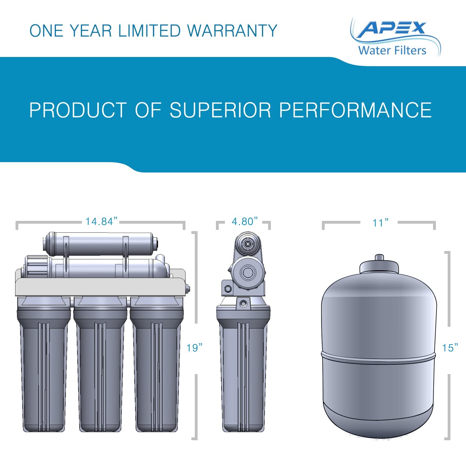 Apex 5-Stage 50 GPD Reverse Osmosis System with Pump- Boosted Performance Super Advanced Water Purification System,for Low Pressure Homes - MR-5075