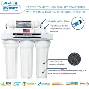 Apex 5-Stage 50 GPD Reverse Osmosis System with Pump- Boosted Performance Super Advanced Water Purification System,for Low Pressure Homes - MR-5075