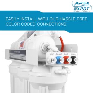 Apex 5-Stage 50 GPD Reverse Osmosis System with Pump- Boosted Performance Super Advanced Water Purification System,for Low Pressure Homes - MR-5075