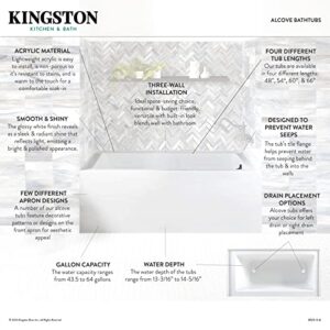 Kingston Brass Aqua Eden VTAP543022L 54-Inch Acrylic Alcove Tub with Left Hand Drain, White