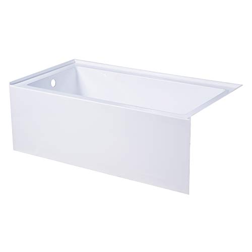 Kingston Brass Aqua Eden VTAP543022L 54-Inch Acrylic Alcove Tub with Left Hand Drain, White