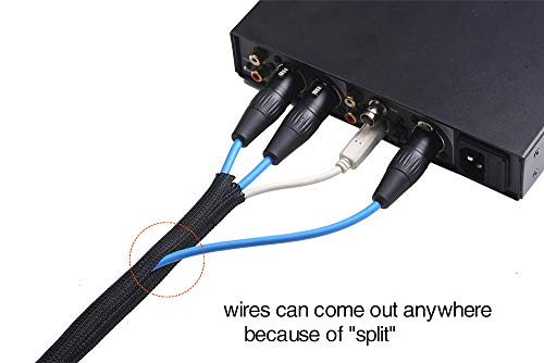 Alex Tech 25ft - 1/2 inch Cord Protector Wire Loom Tubing Cable Sleeve Split Sleeving for USB Audio Video Power Cord – Protect Cat from Chewing - Black