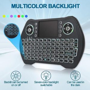 EASYTONE Backlit Mini Wireless Keyboard Touchpad Mouse Combo with Rechargable Li-ion Battery Multi-Media Keys, Handheld Keyboard for Android TV Box, Smart TV, X-Box, PC, Android Windows Linux MacOS
