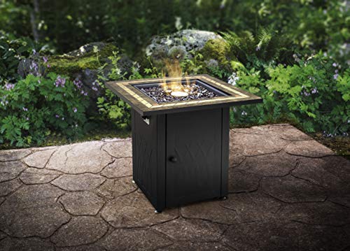 GHP Group OFG824T Atlantis Table Gas fire Pit, Matte Black/Tile Top