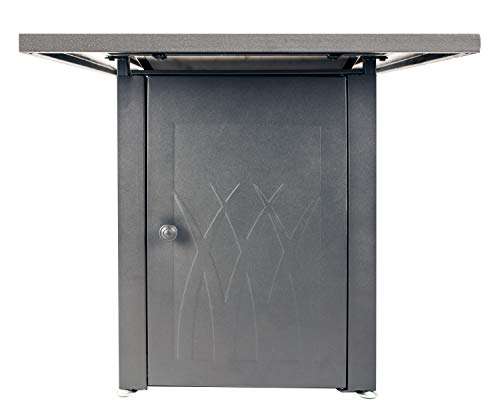 GHP Group OFG824T Atlantis Table Gas fire Pit, Matte Black/Tile Top