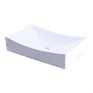 novatto np-01141 ceramic above counter rectangular bathroom sink, 21.75'' l x 13.75'' w x 3.5'' h, glossy white
