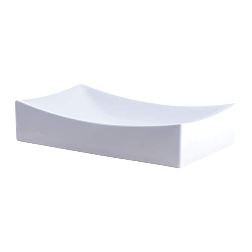 Novatto NP-01141 Ceramic Above Counter Rectangular Bathroom Sink, 21.75'' L x 13.75'' W x 3.5'' H, Glossy White