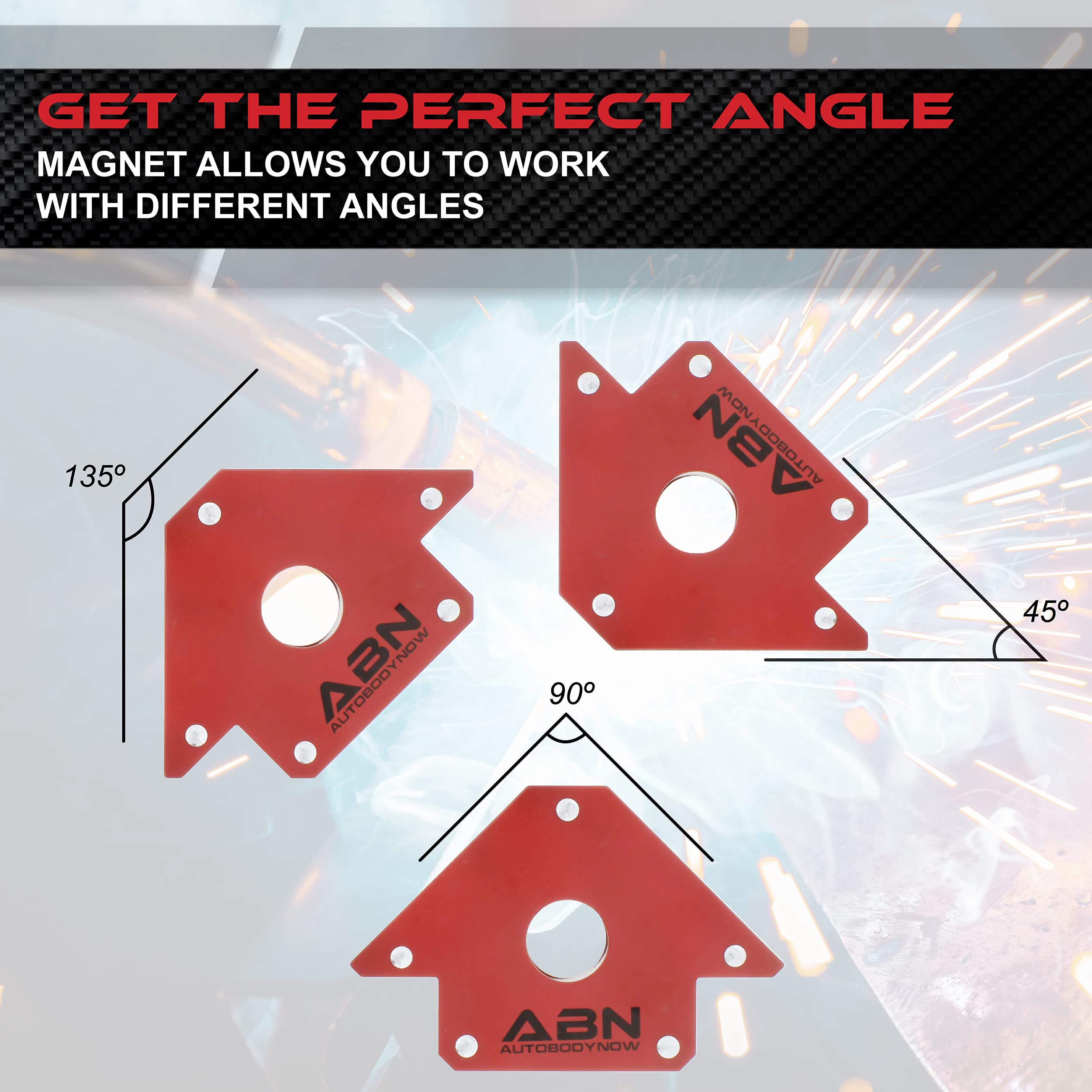 ABN Arrow Welding Magnet Fabrication Holder - 50lb Strong Positioning Square Welding Table Magnet Clamp for 45, 90, 135 Degree Angles