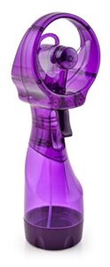 o2cool deluxe handheld battery powered water misting fan (purple) batteries included