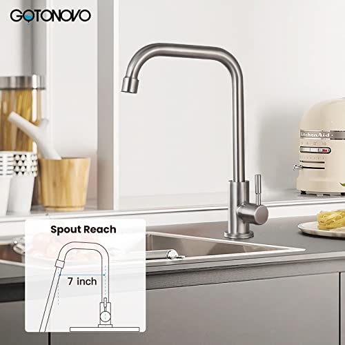 304 Stainless Steel Cold Water Kitchen Faucet Commercial Tap 90 Degree Bar Faucet Single Lever Brushed Nickel Modern Saving Water