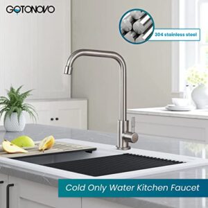 304 Stainless Steel Cold Water Kitchen Faucet Commercial Tap 90 Degree Bar Faucet Single Lever Brushed Nickel Modern Saving Water