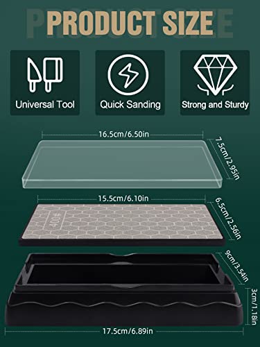 Double-Sided Diamond Sharpening Stone, Kalolary Knife Sharpener Stone Whetstone Honeycomb Surface Plate with Non-slip Base for Scissors Knives Outdoor Kitchen Sharpen Tools (400/1000 Grit, 150 x 63mm)