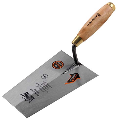 KSEIBI 281380 Narrow Bucket Brick Trowel Wooden Handle Square Tip Bricklaying Trowel (8Inch)