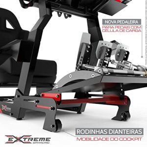 Extreme Simracing Racing Simulator Cockpit With All Accessories (Black/Red) - VIRTUAL EXPERIENCE V 3.0 Racing Simulator For Logitech G27, G29, G920, G923, SIMAGIC, Thrustmaster And Fanatec