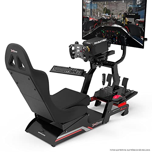 Extreme Simracing Racing Simulator Cockpit With All Accessories (Black/Red) - VIRTUAL EXPERIENCE V 3.0 Racing Simulator For Logitech G27, G29, G920, G923, SIMAGIC, Thrustmaster And Fanatec