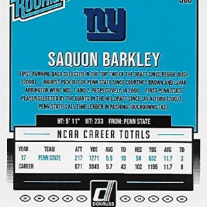 Saquon Barkley 2018 Donruss Short Printed Mint Rated Rookie Card #306 Picturing this #2 NFL Draft Pick in his Blue New York Giants Jersey