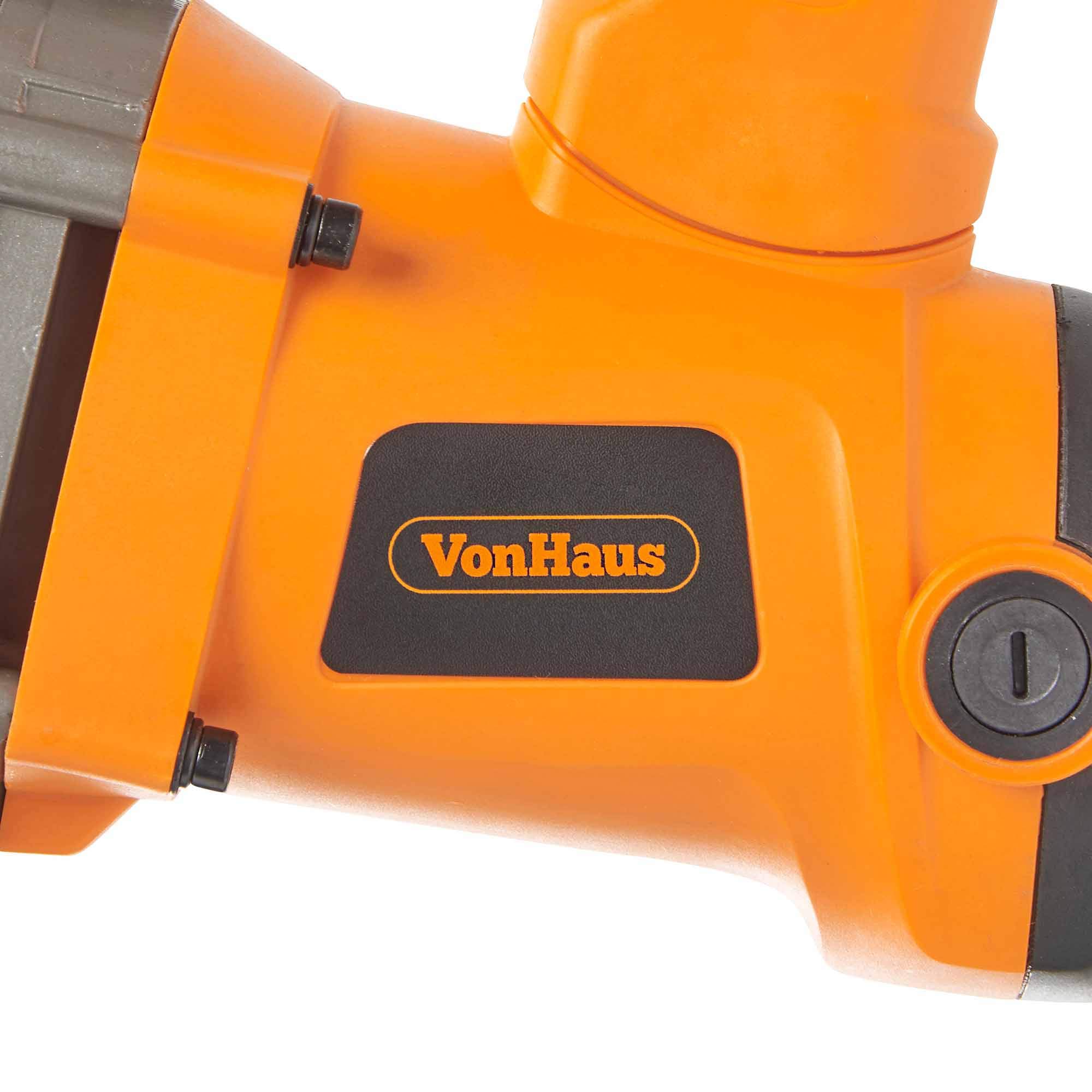 VonHaus 1-3/16” SDS-Plus Heavy Duty Rotary Hammer Drill 10 Amp - Vibration Control, 3 Functions - With Drill Demolition Kit, Grease, Chisels, Drill Bits and Case – Suitable for Concrete, Wood, Steel