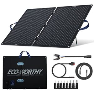 eco-worthy 100w portable solar panel, foldable solar panel kit with adjustable kickstand for power station camping rv travel trailer