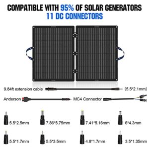 ECO-WORTHY 100W Portable Solar Panel, Foldable Solar Panel Kit with Adjustable Kickstand for Power Station Camping RV Travel Trailer