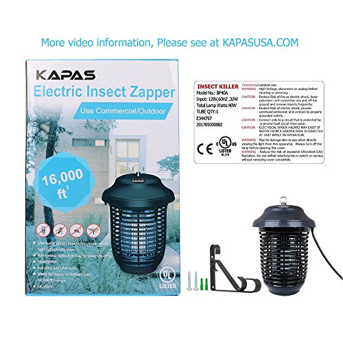 Electric Insect Bug Zapper, New Upgrade with Free Hanger Kapas 40W Outdoor Bug Killer Lantern for Mosquitoes, Flies, Gnats, Pests & Other Insects, 1 Acre Coverage