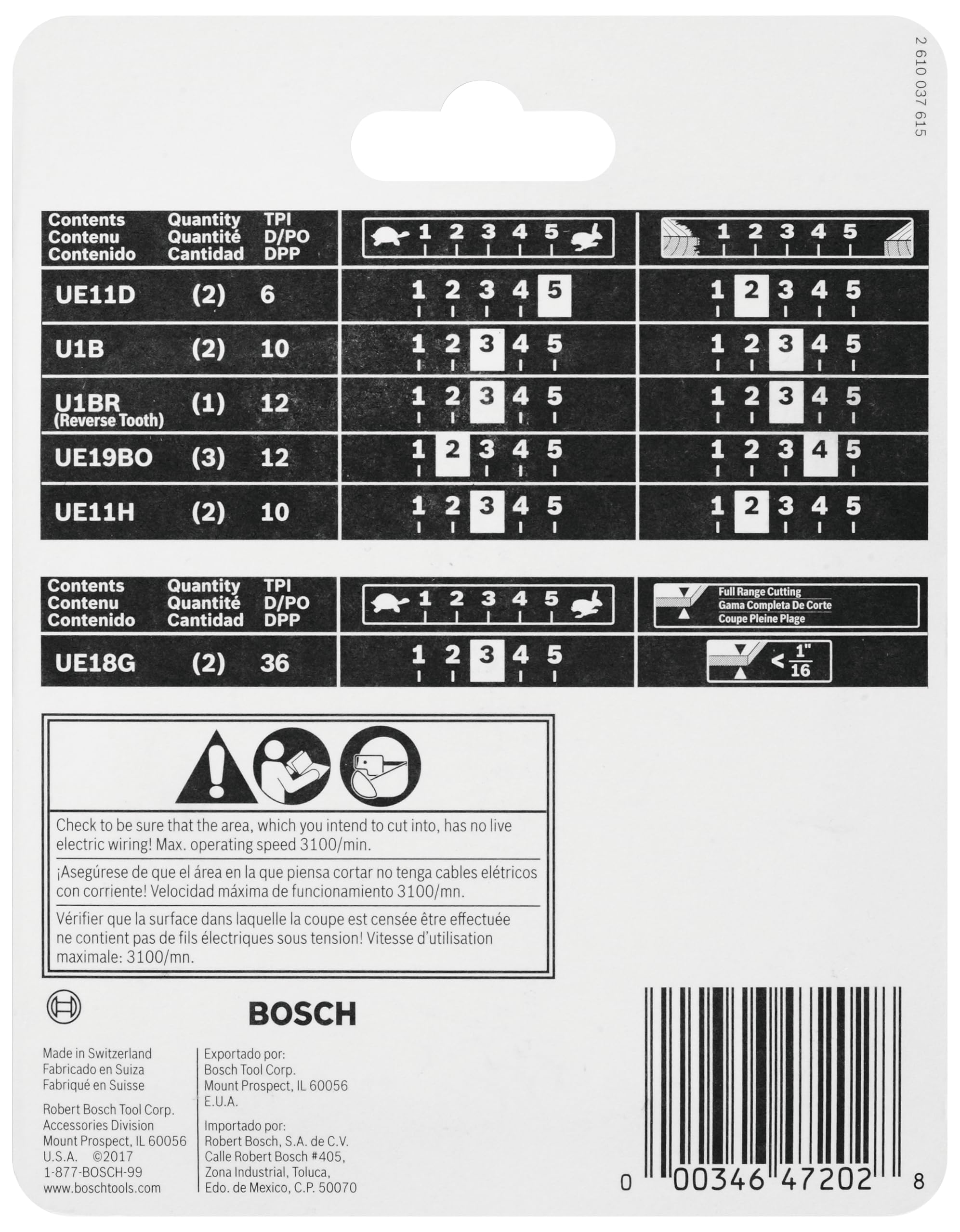 BOSCH U12BC 12-Piece U-Shank Jigsaw Blade Assorted Set Ideal for Thin-Metal Cutting and Wood Applications