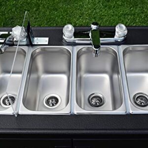 Concession Sinks - Standard Size Electric 3 Compartment with Soap Dispenser, Removable Accessory Shelf and New! Removable Wheels