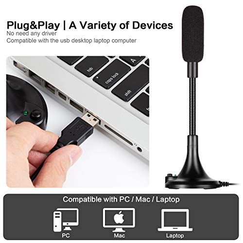 SGYD USB Microphone, PC Microphone with LED Indicator, Meeting MIC Speech Condenser Microphone for Computer/Laptop/Desktop/Windows/Mac, Record and Chat for YouTube, Sk,Podcasting,Gaming, Black