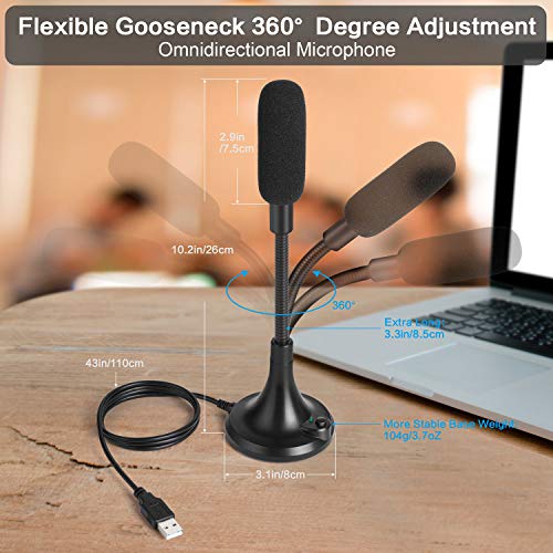 SGYD USB Microphone, PC Microphone with LED Indicator, Meeting MIC Speech Condenser Microphone for Computer/Laptop/Desktop/Windows/Mac, Record and Chat for YouTube, Sk,Podcasting,Gaming, Black