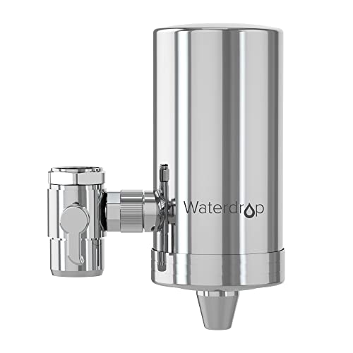 Waterdrop Stainless-Steel Faucet Water Filter, Carbon Block Water Filtration System, Tap Water Filter, Reduces Chlorine, Heavy Metals and Bad Taste, WD-FC-06 (1 Filter Included)