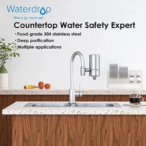 Waterdrop Stainless-Steel Faucet Water Filter, Carbon Block Water Filtration System, Tap Water Filter, Reduces Chlorine, Heavy Metals and Bad Taste, WD-FC-06 (1 Filter Included)