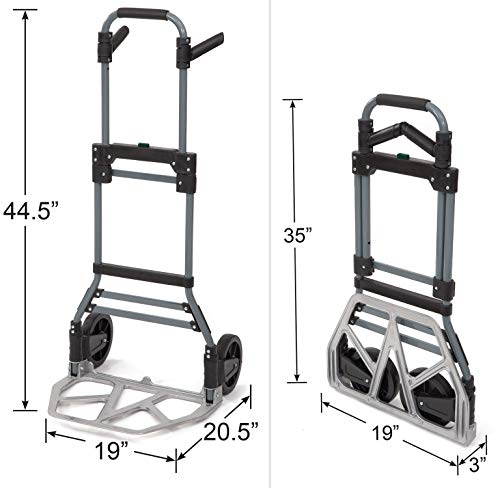 Liberty Industrial 10002 Folding Luggage Dual Handle w/Grips Hand Truck Silver