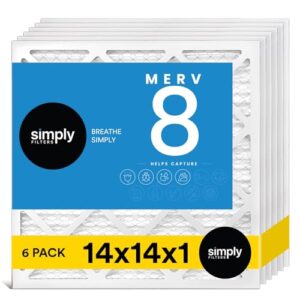 simply by mervfilters 14x14x1 air filter, merv 8, mpr 600, ac furnace air filter, 6 pack