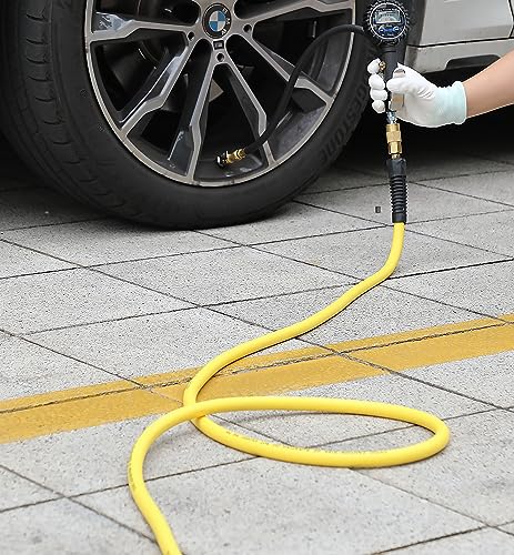 YOTOO Hybrid Air Hose 3/8-Inch by 50-Feet 300 PSI Heavy Duty, Lightweight, Kink Resistant, All-Weather Flexibility with 1/4-Inch Industrial Air Fittings and Bend Restrictors, Yellow