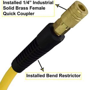 YOTOO Hybrid Air Hose 3/8-Inch by 50-Feet 300 PSI Heavy Duty, Lightweight, Kink Resistant, All-Weather Flexibility with 1/4-Inch Industrial Air Fittings and Bend Restrictors, Yellow