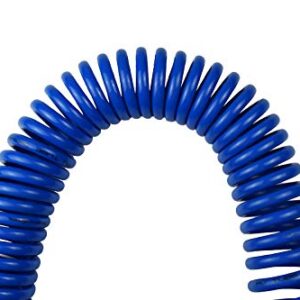 YOTOO Polyurethane Recoil Air Hose1/4" Inner Diameter by 25' Long with Bend Restrictor, 1/4" Industrial Quick Coupler and Plug, Blue