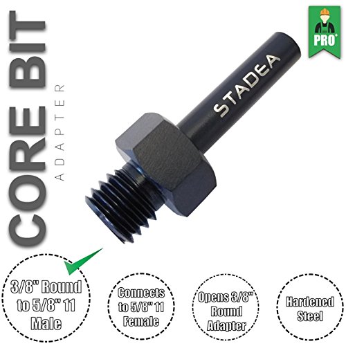 Stadea ADC104K Core Bit Adapter for Threaded Diamond Core Drill Bit Hole Saw - 3/8" Round to 5/8" 11 Male