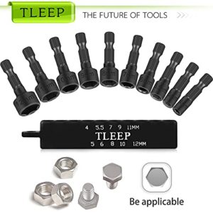 TLEEP 20 x Power Nut Driver Set for Impact Drill, SAE and Metric 1/4” Hex Head Drill Bit Set Screwdriver Socket Set, Chrome Vanadium Steel, Quick Change Chuck Socket Wrench Screw Impact Nutsetter