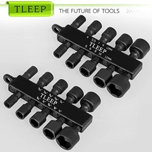 TLEEP 20 x Power Nut Driver Set for Impact Drill, SAE and Metric 1/4” Hex Head Drill Bit Set Screwdriver Socket Set, Chrome Vanadium Steel, Quick Change Chuck Socket Wrench Screw Impact Nutsetter