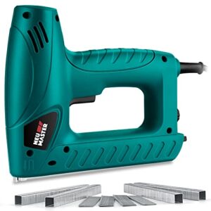 electric brad nailer, neu master staple gun n6013 with contact safety and power adjustable knob for upholstery and home improvement, includes 336pcs staples and 200pcs nails