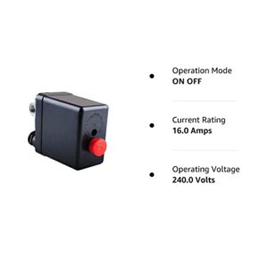 Central Pneumatic Air Compressor Pressure Switch Control Valve Replacement Parts 90-120 PSI 240V Air Compressor Pressure Switch Control Valve